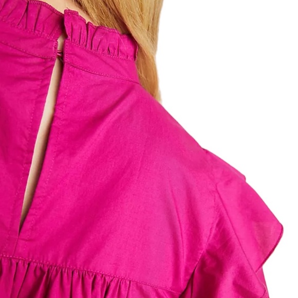 MAEVE Anthropologie Dark Pink Tunic Top Tiered Babydoll Top Magenta F3 - Picture 2 of 12